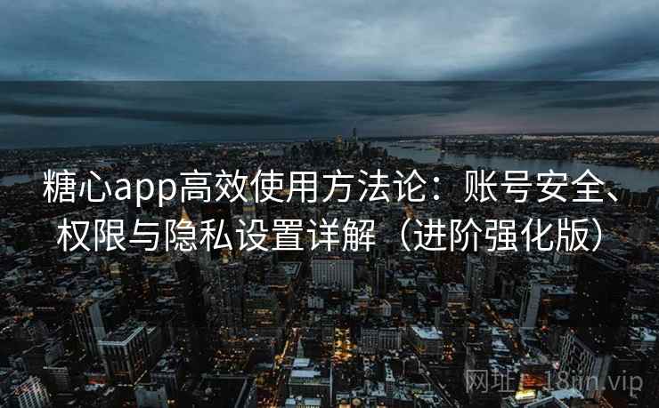 糖心app高效使用方法论：账号安全、权限与隐私设置详解（进阶强化版）