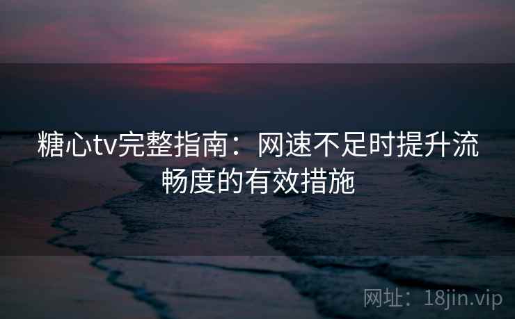 糖心tv完整指南：网速不足时提升流畅度的有效措施