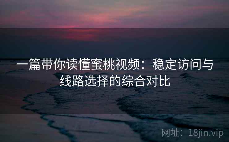 一篇带你读懂蜜桃视频：稳定访问与线路选择的综合对比