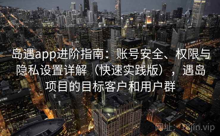 岛遇app进阶指南：账号安全、权限与隐私设置详解（快速实践版），遇岛项目的目标客户和用户群