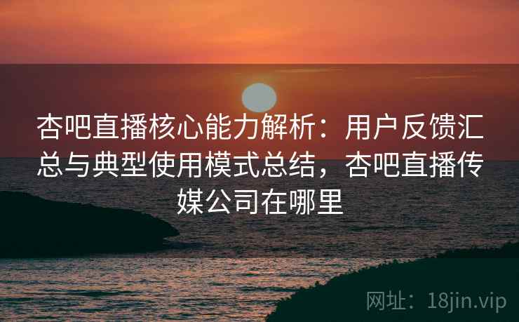 杏吧直播核心能力解析:用户反馈汇总与典型使用模式总结,杏吧直播传媒公司在哪里